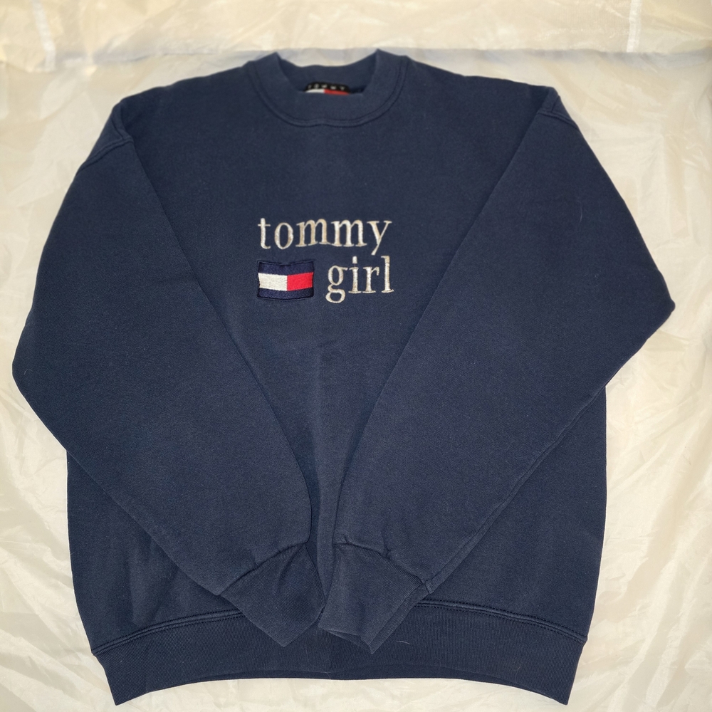 Vintage Classic Tommy (Girl) Hilfiger Dark Blue Crewneck Sweatshirt Size Large L